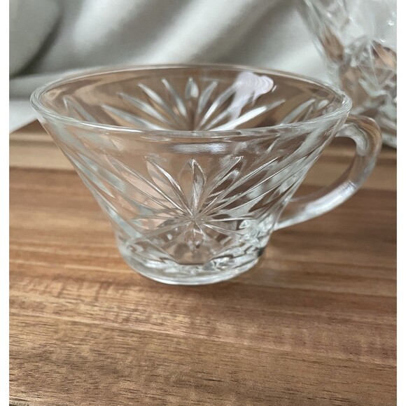 Vintage Mid Century Modern Glass Punch Bowl, (12) glass mugs & Ladle - Picture 2 of 5